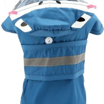 Cute Shark Dog Raincoat with Clear Hood and Harness Hole Adjustable Waterproof Rain Jacket for Small Medium Large Dogs Boy Girl Reflective Pet Poncho, Blue, XS