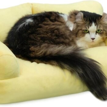 Pet Sofa Soft  Pet Sofa Beds for Medium Small Cats and Dogs, Yellow