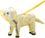 Waterproof Dog Raincoat,Full Coverage Adjustable 4 Legs Dog Rain Jacket for Small Medium Dogs,Pet Rain Coat with Hood,Reflective Strips & Leash Hole Outdoor Raincoat for Dogs (Small, Pineapple)