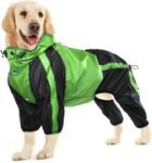 Dog Raincoat - Waterproof, Lightweight Jacket for Large Dogs - Adjustable 4 Legs Pet Poncho With Hood - Snow-Proof Vest With Leash Hole