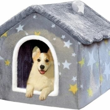 Dog House Indoor, Foldable Soft Kennel Bed Warm Cat Nest Puppy Cave with Cushion for Small Medium Large Dogs Cats (M-Within 17 lbs)