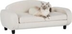 Modern Pet Sofa 31.5" Wide Low Back Lounging Bed with Removable Mattress Cover in Espresso/Oatmeal