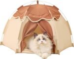 Cat Tent for Indoor, Indoor Dog House,Kitten Tent Suitable for Samll Dogs,Pet Cute Cave Nest Dog Houses(Beige, Medium)
