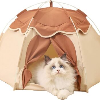 Cat Tent for Indoor, Indoor Dog House,Kitten Tent Suitable for Samll Dogs,Pet Cute Cave Nest Dog Houses(Beige, Medium)