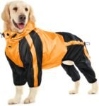 Dog Raincoat, Waterproof Dog Rain Coats for Large Dogs, Lightweight Rain Jacket, Adjustable 4 Legs Pet Poncho with Hood, Snow-Proof Dog Vest Rainwear, Rain Clothes Apparel with Leash Hole