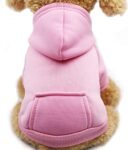 Winter Dog Hoodie Sweatshirts with Pockets Warm Dog Clothes for Small Dogs Chihuahua Coat Clothing Puppy Cat Custume (Pink, XX-Small)
