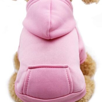 Winter Dog Hoodie Sweatshirts with Pockets Warm Dog Clothes for Small Dogs Chihuahua Coat Clothing Puppy Cat Custume (Pink, XX-Small)