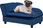 Fancy Dog Bed for Small Dogs with Hidden Storage, Small Dog Couch with Soft 3" Foam, Dog Sofa Bed, Cushy Dog Bed, Modern Pet Furniture for Puppies and Little Breeds, Blue