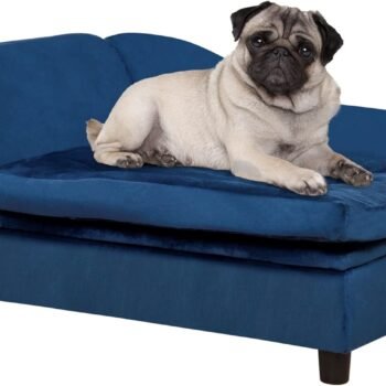 Fancy Dog Bed for Small Dogs with Hidden Storage, Small Dog Couch with Soft 3" Foam, Dog Sofa Bed, Cushy Dog Bed, Modern Pet Furniture for Puppies and Little Breeds, Blue