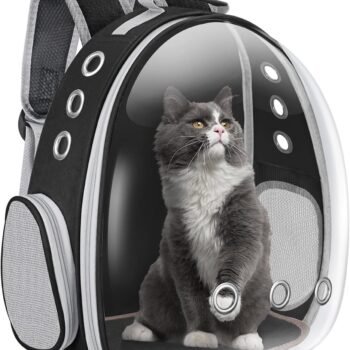 Cat Carrier Backpack Portable Pet Travel Solution Pet Carrier Dog Carrier Backpack Bag Space Capsule for Small Medium Cat Puppy Dog Travel Hiking Walking Camping Up to 17Lb (Black)
