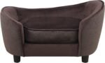 Pet Sofa Bed, Velvet & Linen Fabric Pet Couch Chair with Removeable & Washable Cushion for Small Dogs Cats (brown)