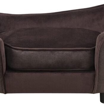 Pet Sofa Bed, Velvet & Linen Fabric Pet Couch Chair with Removeable & Washable Cushion for Small Dogs Cats (brown)