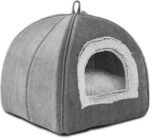 Cat Bed Cave-Cat Beds for Indoor Cats,Kittens and Small Pets,Soft and Warm Cats House Tent Bed,Foldable and Washable with Removable Cushioned and Anti Slip Bottom,Grey 15inches