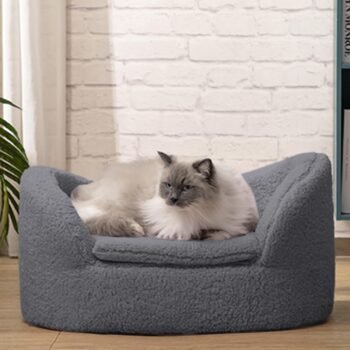 Cat Sofa Couch, Pet Sofa for Cats and Small Dogs, Sherpa Fleece Cat Sleeping Bed, Ultra-Soft Snuggle Cat Sofa for Indoor Kitten,  Mini Dog Couch Sofa Bed, Gray