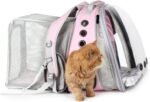 Pet Carrier Backpack, Bubble Backpack Carrier, Cats and Puppies,Airline-Approved, Designed for Travel, Hiking, Walking & Outdoor Use (Dual Expandable-Pink)