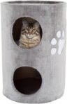 20.5-Inch Cat Condo - 2 Story Cat House with Sisal Scratch Pad, Barrel Shaped Pet House Covered in Soft Fabric by  (Gray)