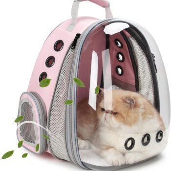 Bubble Expandable Cat Backpack Pet Travel Carrier for Cats and Dogs (Pink-Front Expandable)