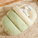 Bed for Dog and Cat, Pet Bed, Ultra Soft Cute Plush Slipper Cat Cave Bed, Anti Slip Warm Pet House Nest, Self-Warming, Ideal for Indoor Use - Fits up to 25lbs (30"X22", L, Green)